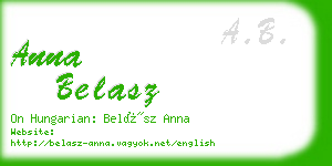 anna belasz business card